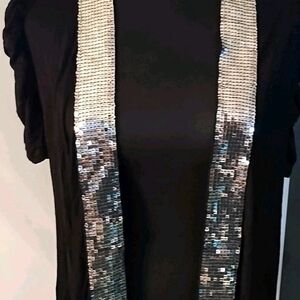 deb Black Gold Sequins  Jacket Lightweight Short Sleeve Extra Large